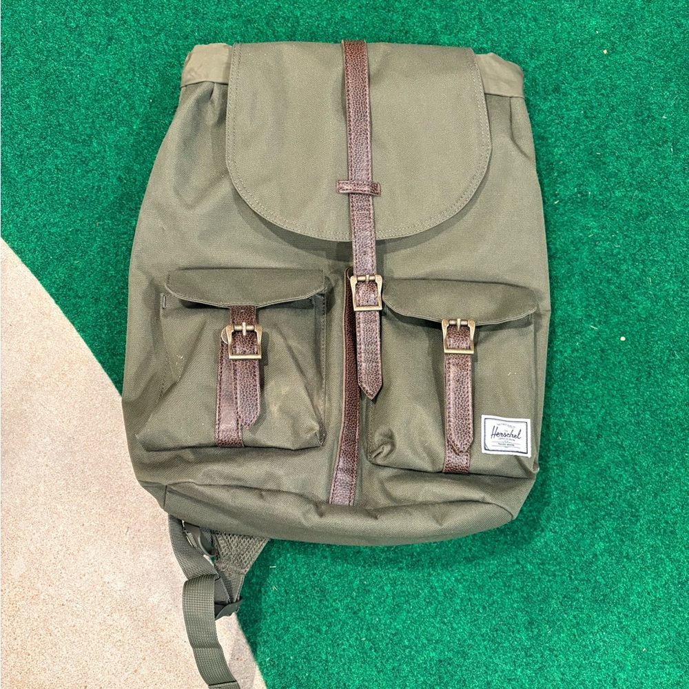 Herschel Supply Company Olive Green Backpack with Brown Accents